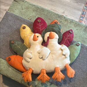 Tom Turkey Accent Plush Pillow Cotton Felt Thanksgiving Fall Accent Hen Gobbler